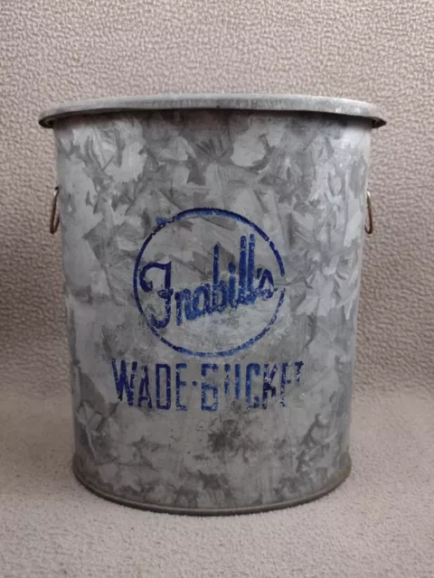 Galvanized  Frabill's Wade Bucket Vintage Fishing Minnow Rustic Decor