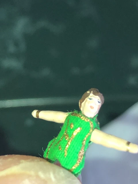 Super Tiny Miniature 1” Tall Strung Painted Metal Doll Figure Fabric Outfit 4