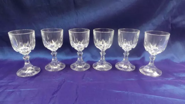 RETRO VINTAGE 24% LEAD CRYSTAL LIQUEUR GLASSES X 6 CRISTAL d'ARQUES FRANCE