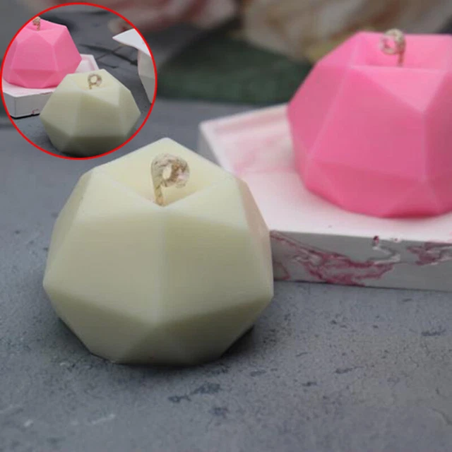 Cubo facial de diamante multilateral hágalo usted mismo vela molde de silicona creativo hecho a mano ToBZ8
