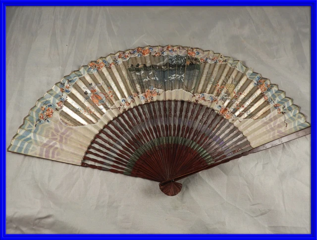 Precioso Abanico Antiguo Muy Fino Pintado A Mano