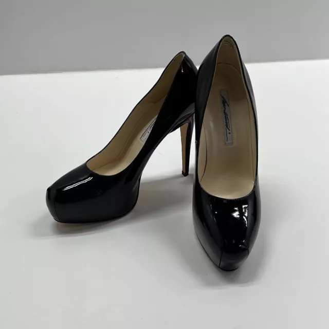 Brian Atwood Women's Black Patent Leather Stiletto Pump Heels Size 8.5