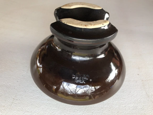 Vintage Large LOCKE 6510 USA Porcelain Ceramic INSULATOR Glazed Chocolate Brown