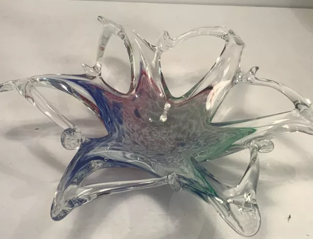 Multicolor Art Glass Starfish/Spider Vintage Unique Bowl Hand Blown