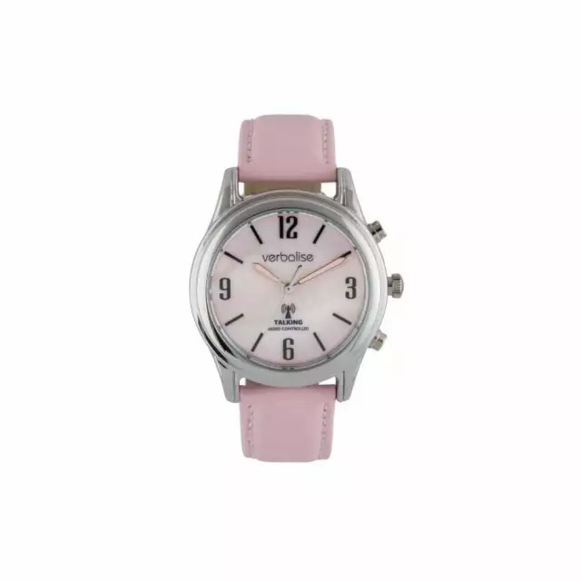 Ladies Radio Controlled Talking Watch with Leather Strap, Pink VLRC-207LPK