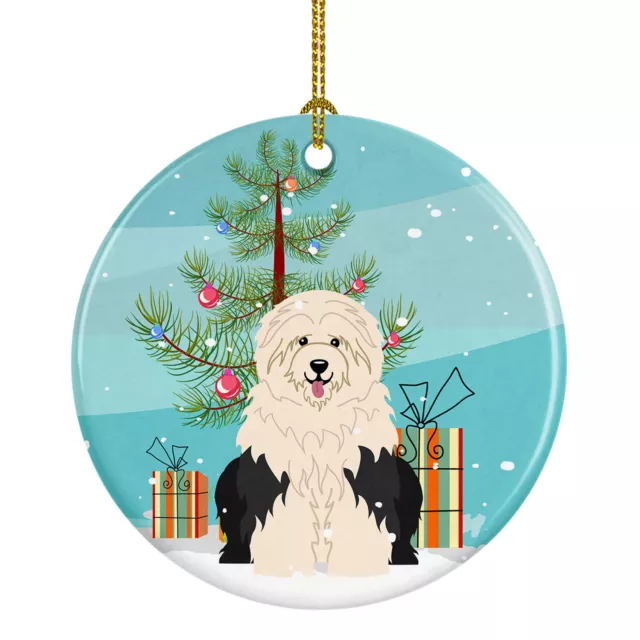 Merry Christmas Tree Old English Sheepdog Ceramic Ornament BB4221CO1