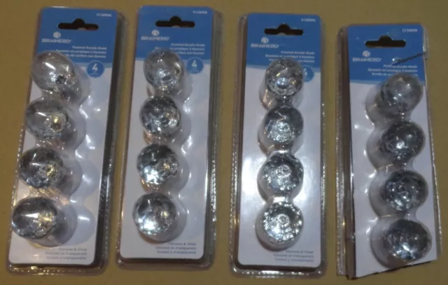 16(4pkg) Brainerd 1.25" Faceted Acrylic/Chrome Cabinet Knobs, Round