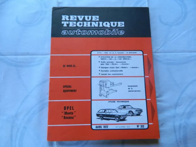 RTA revue technique automobile etat comme neuf OPEL MANTA-ASCONA   n  312