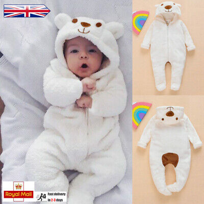 Newborn Baby Boy Girl Romper Kids Bear Hooded Jumpsuit Bodysuit Clothes Outfits