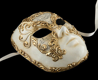 Mask from Venice Volto Face IN Paper Mache Musica Golden Luxury Collection 1764 3