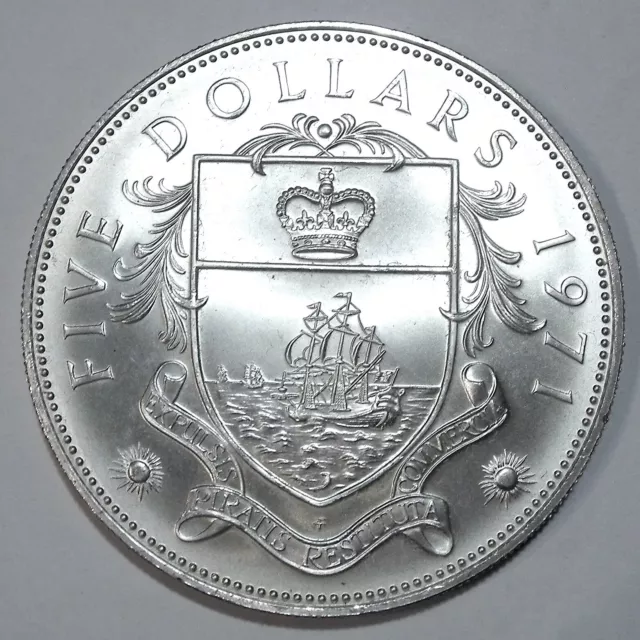 BAHAMAS ISLANDS - British COLONY - 5 Dollars 1971 - 42,0 gr. 0,925 Silver - UNC-