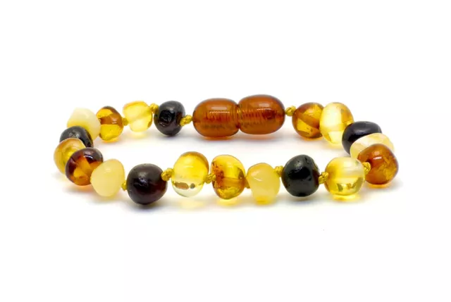 Genuine Baltic  Amber Bracelet/Anklet Knotted Beads sizes 14-23 cm Mix