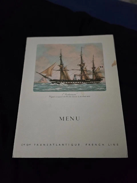 Menu Paquebot France 1962 - CGT - Chef Raymond Grangier - Collection Vintage