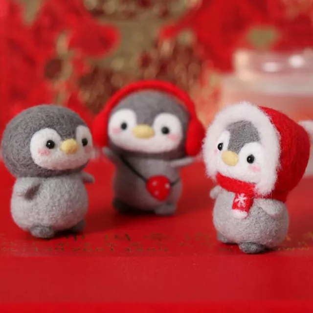 Kit de fieltro inacabado lana pingüino kit de fieltro paquete hágalo usted mismo muñeca hecha a mano TJQ