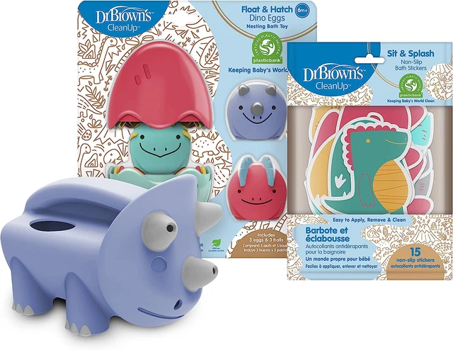 Dr. Brown's CleanUp Bath Time Essentials, Sit & Splash Non-Slip Dino Bath Float