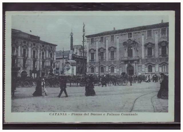 Cartolina Catania Piazza Del Duomo e Palazzo Comunale ANIMATA UF80