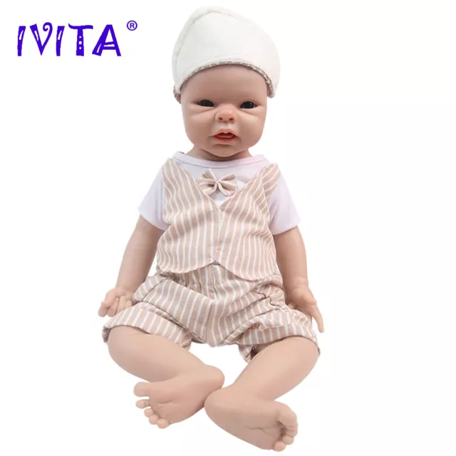 IVITA 20'' Boy Newborn Baby Full Body Silicone Doll Lifelike Reborn Baby Gifts