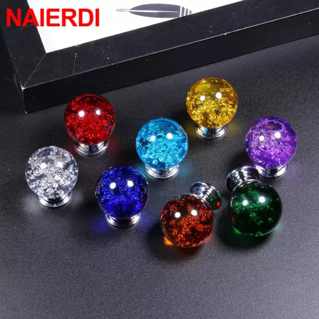 Crystal Glass Cabinet Drawer Furniture Ball Pull Handle Knobs Modern Round Style