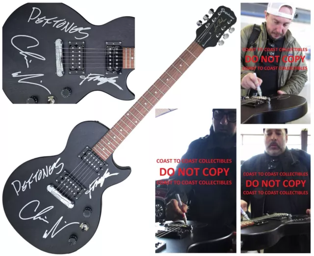 Deftones Band Signed Les Paul Electric Guitar COA Exact Proof Autographed Chino Moreno, Abe Cunningham, Frank Delgado Deftones Band Signed Les Paul Electric Guitar COA Exact Proof Autographed Chino Moreno, Abe Cunningham, Frank Delgado