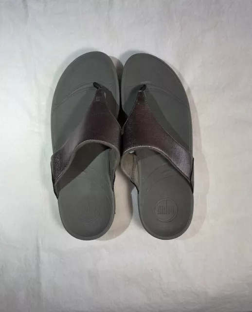 FitFlop Lulu toe-post sandals pewter and grey - size 8