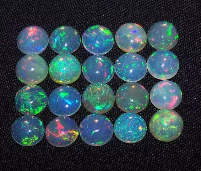 5 Piece Lot AAA Natural Ethiopian Welo Fire Opal Round Cabochon Gemstone 5X5 mm