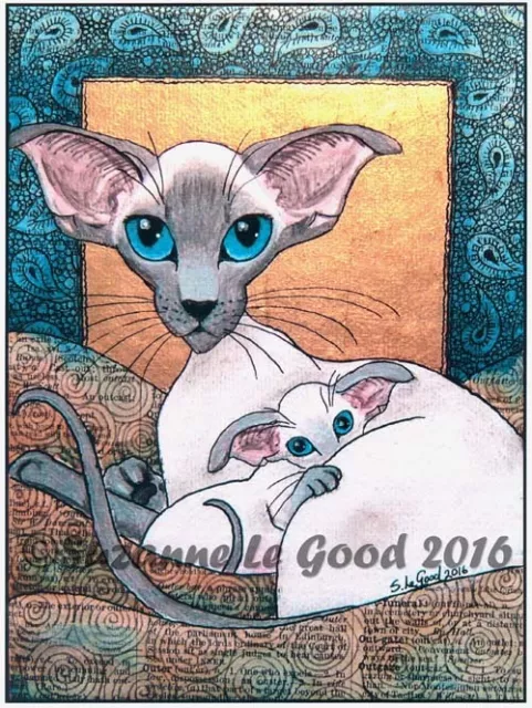 Siamese Cat & kitten art print from original painting by Suzanne Le Good Ltd Ed.