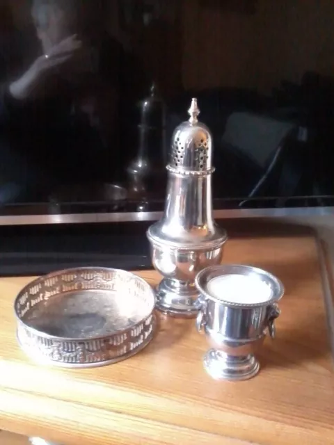 Silver Plate Joblot,Sugar Sifter,Miniature Tray &Wine Cooler