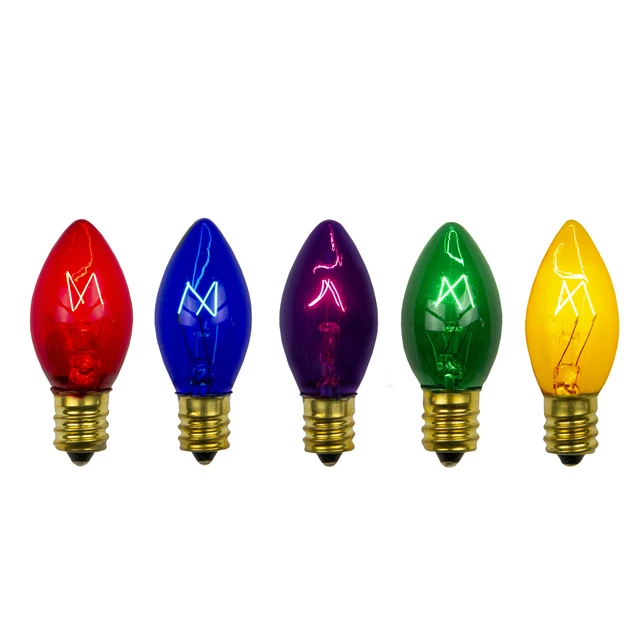 Northlight Pack of 25 Transparent C7 Multi-Color Christmas Replacement Bulbs