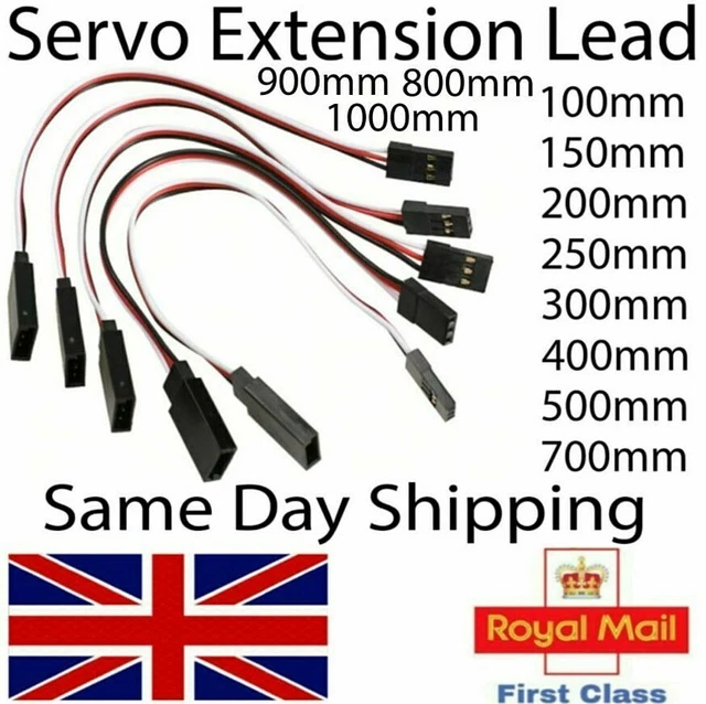 SERVO EXTENSION LEADS Cables Wires Futaba JR Hitec RX Receiver Gyro FBL