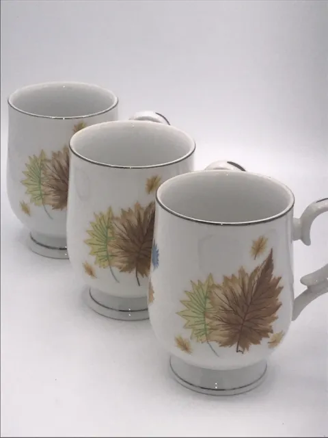 Royalton China Porcelain Fall leaves coffee mugs pair