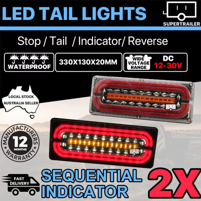 2X Sequential Indicator LED Tail Lights Trailer Ute Caravan Truck Stop 10-30V