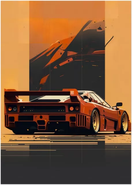 Ferrari F40 - Poster oder Leinwand - Auto Sportwagen Kunstdruck Wandbild P254N