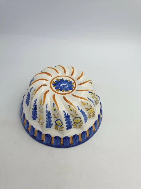 Vintage Ceramic Decorative Jelly Mould Hand Painted Floral Motif - Italy 3