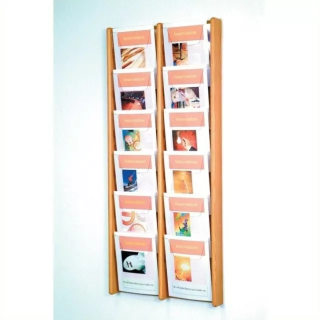 Pemberly Row 12 Pocket Acrylic and Oak Literature Display in Light Oak