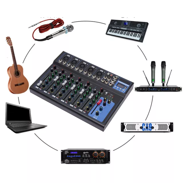 8 Kanal Digital Audio Mixer Bluetooth Mischpult USB Dj für Karaoke Audio Mixer