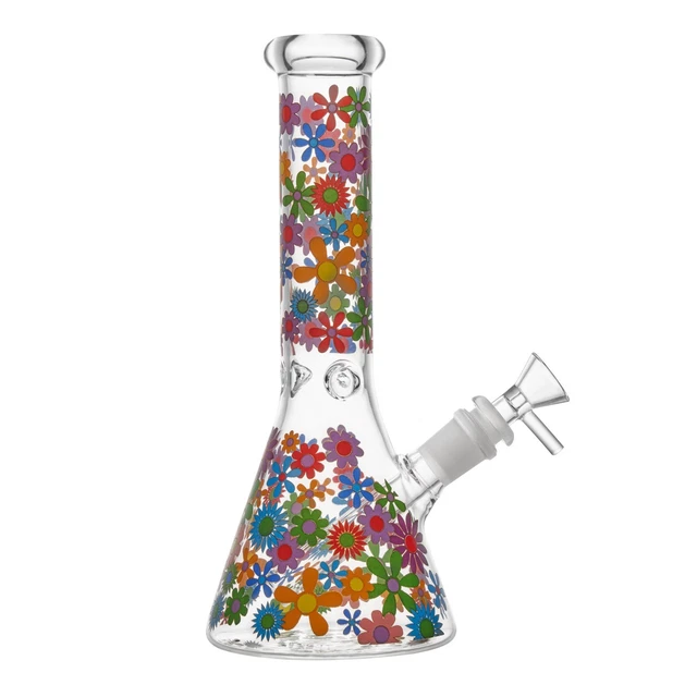 10 Glowing in Dark Pink Flower Glass Water Bong Pipe – Simple Glass Pipe
