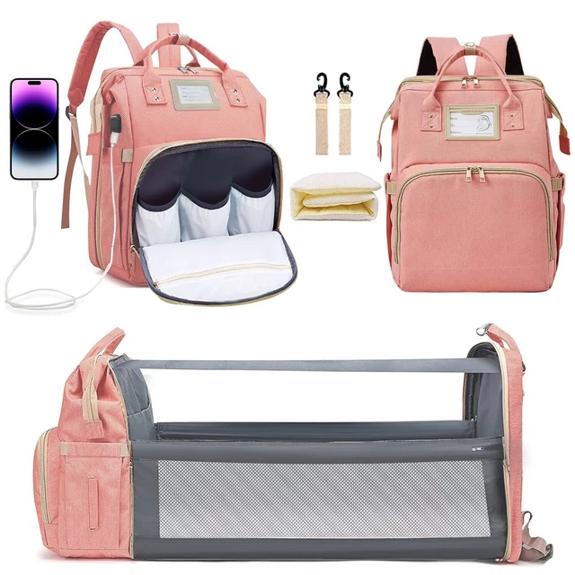 3 in 1 Diaper Bag Backpack with Changing Station Mom & Dad Essentials