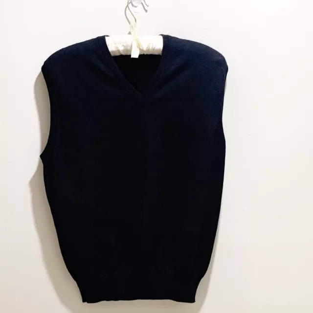 Mens Gran Sasso  Mark Shale V-Neck Vest Size 50 100% Virgin Wool Black