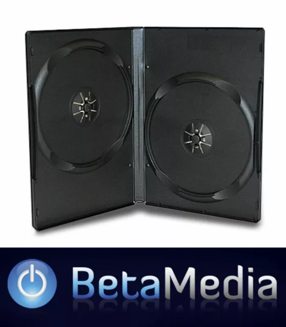 200 x Double Black 14mm Quality CD DVD Cover Cases - Standard Size DVD case