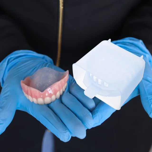 Retenedor maleta de limpieza prótesis dentales caja de limpieza dentaduras postizas
