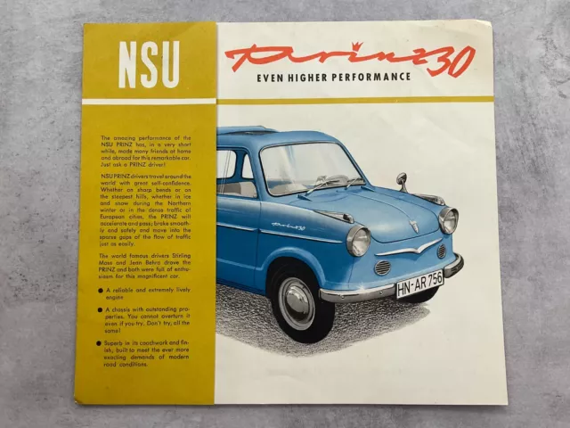 NSU Prinz 30 UK Market Car Sales Brochure c1959