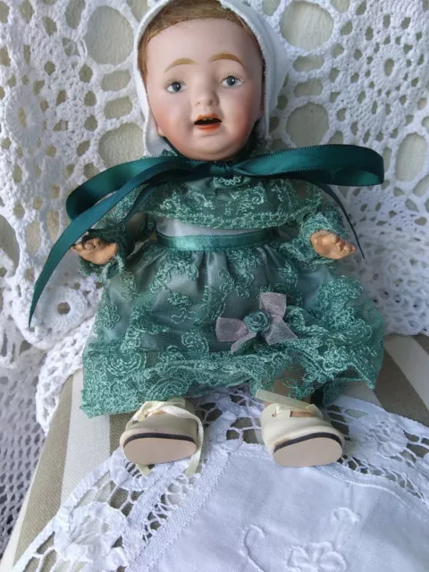 Antique 8" Japan Morimura Brothers Bisque Head Baby Doll Painted Features Cute!
