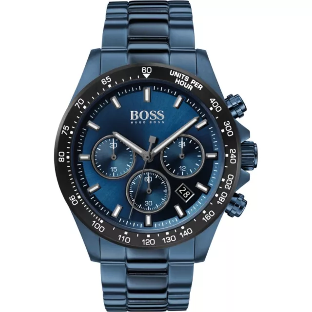 New Hugo Boss Men's Watch Chronograph Hero HB1513758 Stainless Steel Blue