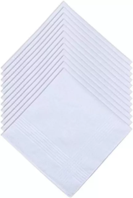 Fazzoletti Dudu n Girlie da uomo bianchi qualità cotone da uomo Hankies - confezione da 12 o