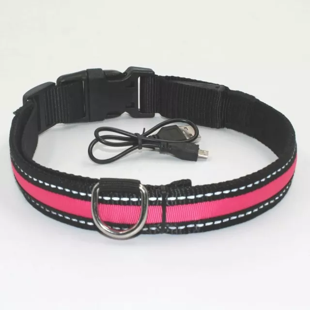 Dog Collar all weather types, Smooth Nylon collar with Night light Small Red