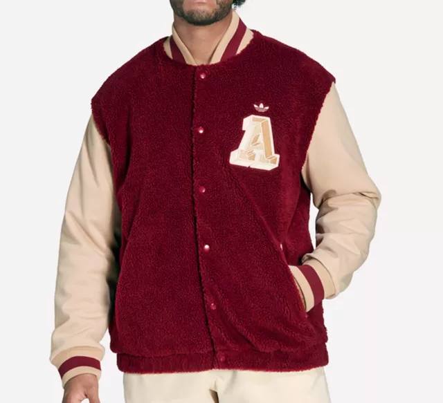 Giacca Adidas Originals Varsity Pile Borgogna M,L,Xl Rara Crp £120 Nuova Ultime 3