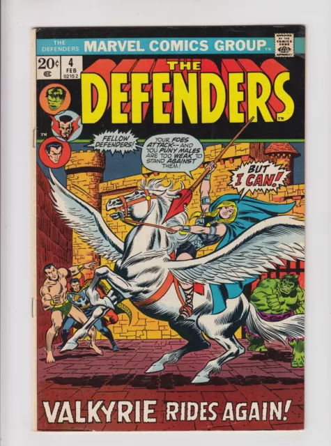 Defenders 4 6.0 FN 1973 Marvel Comics 1st Appearance Valkyrie Bronze Mid Grade