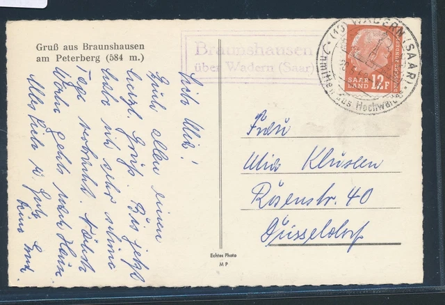 23525) Landpost Ra2 Braunshausen über Wadern (Saar) AK Cafe Zum Petersberg 1959