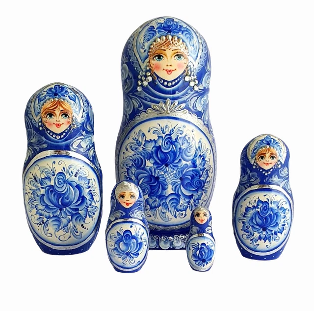 Matriochkas Russes Peintes à La Main – Thème Ferme – Artisanat Sinitsina