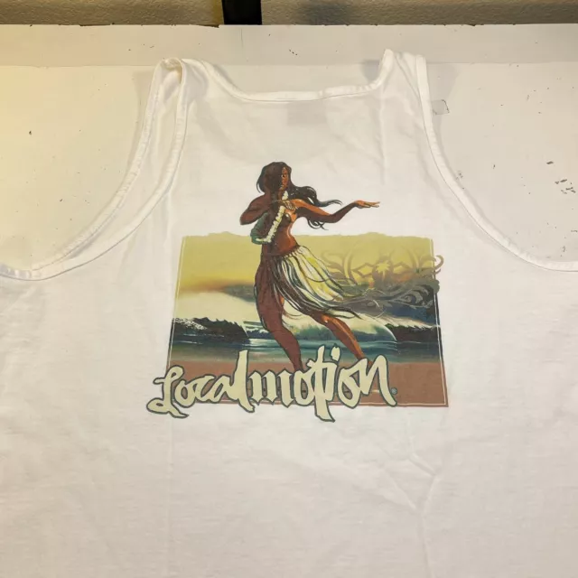 LOCAL MOTION HULA GIRL HAWAII HAWAIIAN TANK TOP T SHIRT Mens XL White